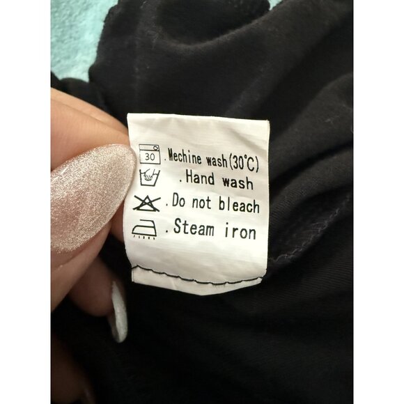 Black Sleeveless Ruffle Straps Flowy Short Romper with Pockets Women Size Large - Picture 10 of 11